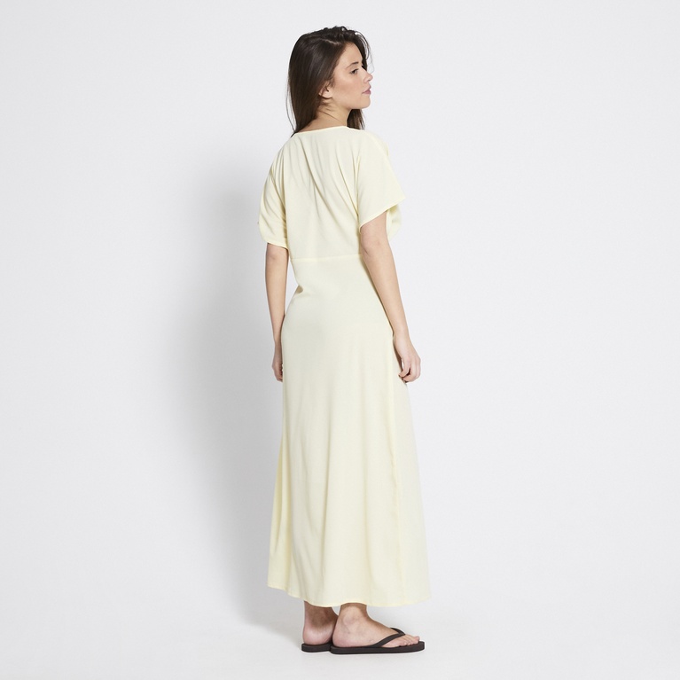 V-neck crepe dress "Selena" Light Yellow
